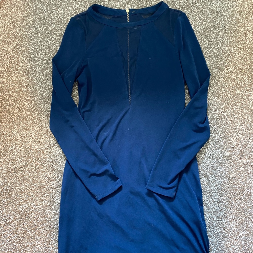Navy Blue Mesh Dress